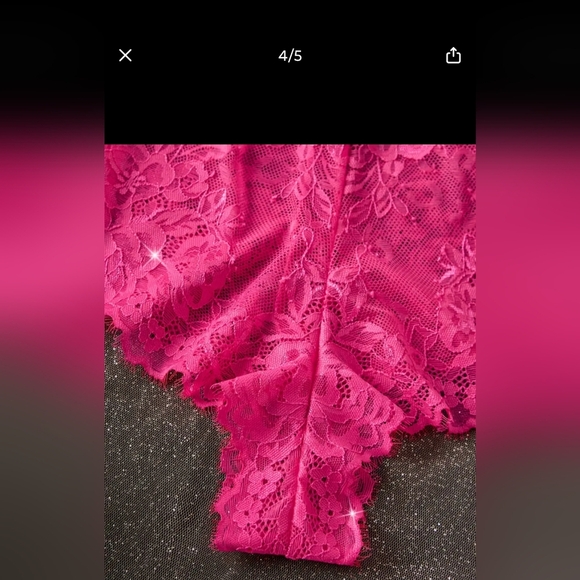 2/$40 Barbiecore Sexy Sheer Lace Meangirls Pink Halter Bodysuit-(#1,418) - Picture 4 of 7